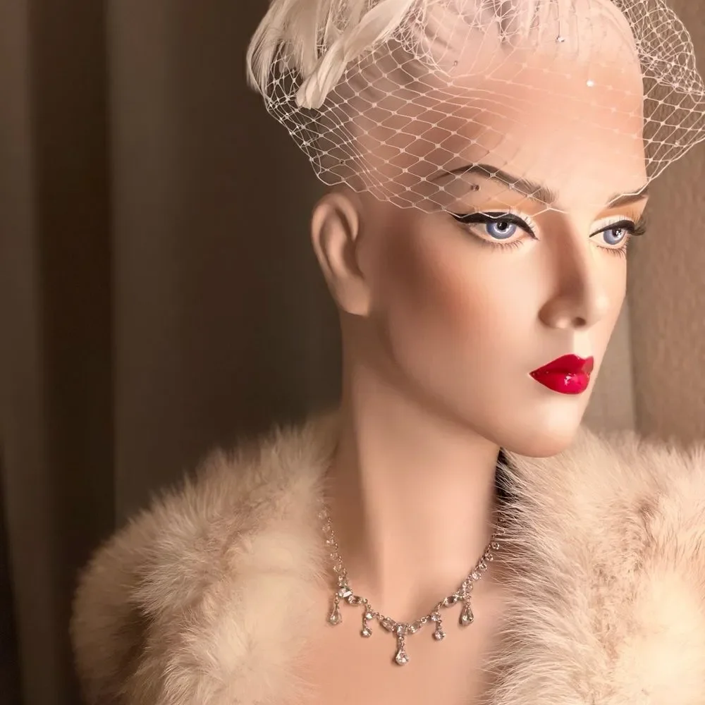 ♥️ Necklace 1950s CUBIC ZIRCONIA Rhinestone Choker, bridal, formal, price firm